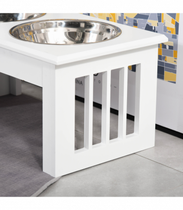 Pet Feeder Raised Elevated Stainless Steel Bowls Stand Food Water White Samll