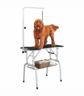 Pet Foldable Grooming Table w/ Adjustable Arm Non-Slip Rubber Tabletop Leash