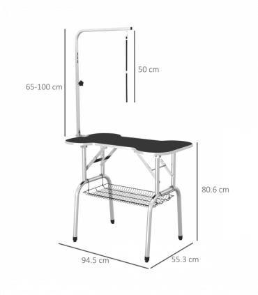 Pet Foldable Grooming Table w/ Adjustable Arm Non-Slip Rubber Tabletop Leash