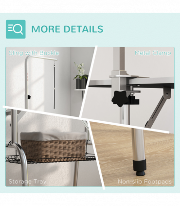 Pet Foldable Grooming Table w/ Adjustable Arm Non-Slip Rubber Tabletop Leash