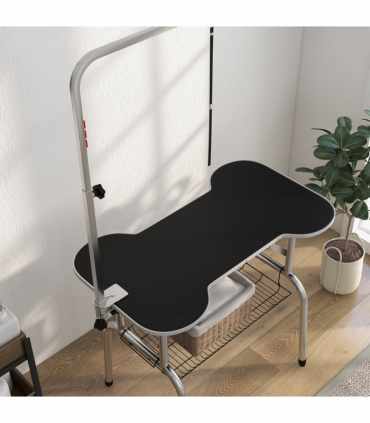 Pet Foldable Grooming Table w/ Adjustable Arm Non-Slip Rubber Tabletop Leash