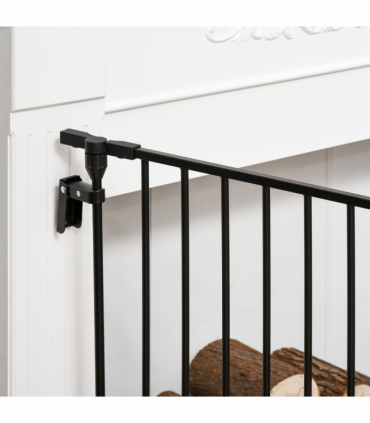 Pet Gate 3-Panel Dog Playpen for Indoor Stair Barrier W/ Walk Through Door Black