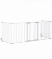 Pet Gate 5-Panel Dog Playpen for Indoor Stair Barrier W/ Walk Through Door White