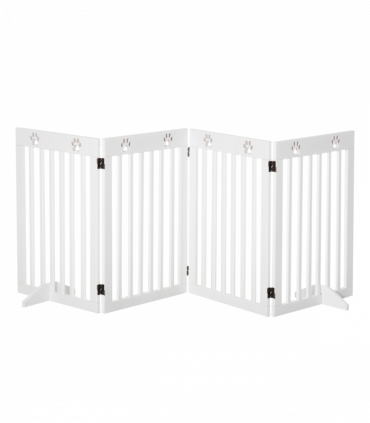 Pet Gate Foldable Freestanding Dog Safety Barrier w/ Support Feet White