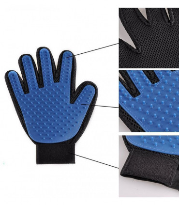 Vinsani [Blue] Pet Grooming Glove Brush Massager, Pet Hair Remover Mitt Deshedding Glove - Perfect for Dogs & Cats with Long & Short Fur