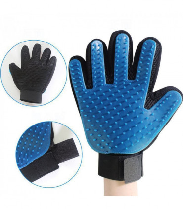 Vinsani [Blue] Pet Grooming Glove Brush Massager, Pet Hair Remover Mitt Deshedding Glove - Perfect for Dogs & Cats with Long & Short Fur