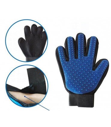 Vinsani [Blue] Pet Grooming Glove Brush Massager, Pet Hair Remover Mitt Deshedding Glove - Perfect for Dogs & Cats with Long & Short Fur
