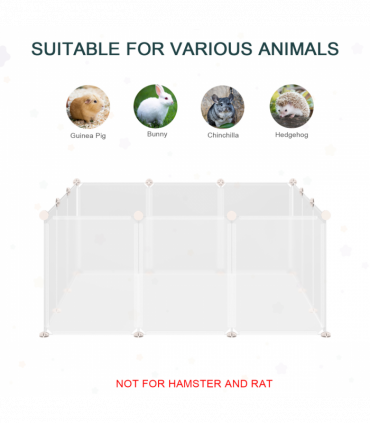 Pet Playpen DIY Small Animal Cage 12 Panels for Bunny Chinchilla Pawhut