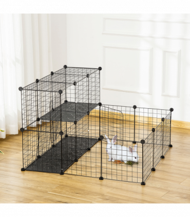 Pet Playpen DIY Small Animal Cage for Rabbit Ferret Chinchilla Guinea Pig Black