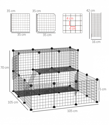 Pet Playpen DIY Small Animal Cage for Rabbit Ferret Chinchilla Guinea Pig Black