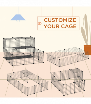 Pet Playpen DIY Small Animal Cage for Rabbit Ferret Chinchilla Guinea Pig Black