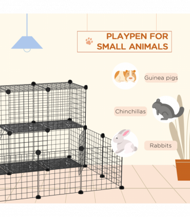 Pet Playpen DIY Small Animal Cage for Rabbit Ferret Chinchilla Guinea Pig Black