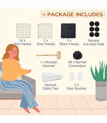 Pet Playpen DIY Small Animal Cage for Rabbit Ferret Chinchilla Guinea Pig Black