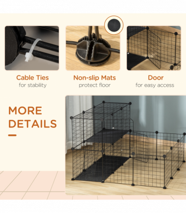 Pet Playpen DIY Small Animal Cage for Rabbit Ferret Chinchilla Guinea Pig Black