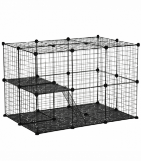 Pet Playpen DIY Small Animal Cage w/ Doors Ramps for Kitten Bunny Chinchilla