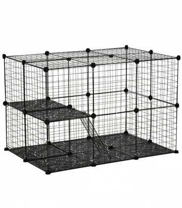 Pet Playpen DIY Small Animal Cage w/ Doors Ramps for Kitten Bunny Chinchilla
