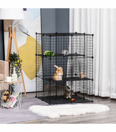 Pet Playpen DIY Small Animal Cage w/ Doors Ramps for Kitten Bunny Chinchilla