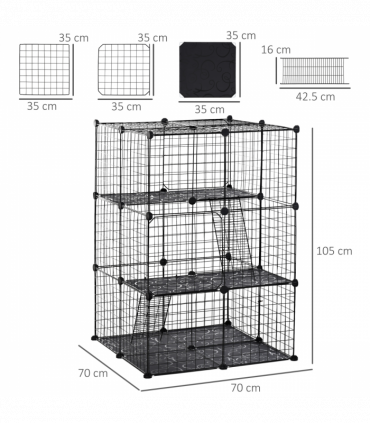 Pet Playpen DIY Small Animal Cage w/ Doors Ramps for Kitten Bunny Chinchilla