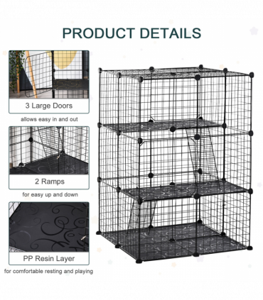 Pet Playpen DIY Small Animal Cage w/ Doors Ramps for Kitten Bunny Chinchilla