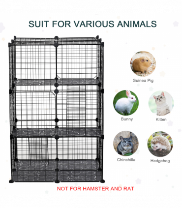 Pet Playpen DIY Small Animal Cage w/ Doors Ramps for Kitten Bunny Chinchilla