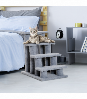 Pet Ramp Stairs 4 Steps Cat Tree Ladder Safety Steps Climbing Frame Grey