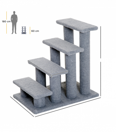 Pet Ramp Stairs 4 Steps Cat Tree Ladder Safety Steps Climbing Frame Grey