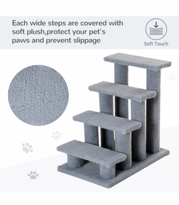 Pet Ramp Stairs 4 Steps Cat Tree Ladder Safety Steps Climbing Frame Grey