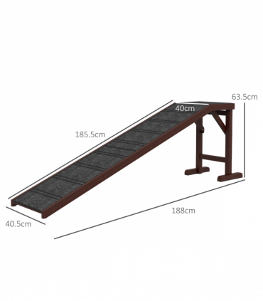 Pet Ramp for Dogs Cats W/ Non-Slip Carpet for Bed Sofa, 188x40.5x63.5cm Pawhut