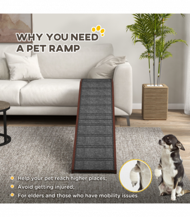 Pet Ramp for Dogs Cats W/ Non-Slip Carpet for Bed Sofa, 188x40.5x63.5cm Pawhut