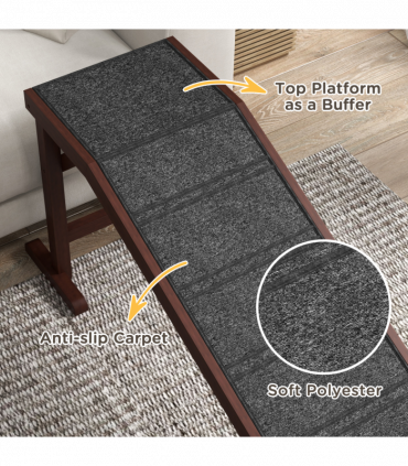 Pet Ramp for Dogs Cats W/ Non-Slip Carpet for Bed Sofa, 188x40.5x63.5cm Pawhut