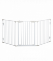 Pet Safety Gate 3-Panel Playpen Metal Fence W/ Walk Through Door White