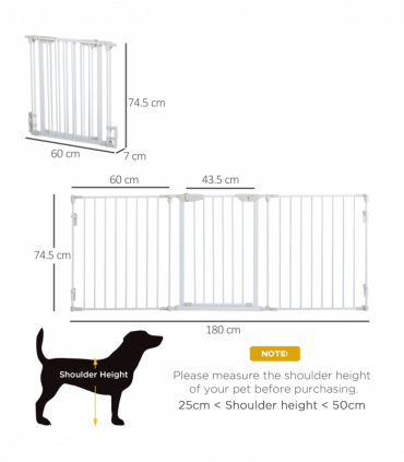 Pet Safety Gate 3-Panel Playpen Metal Fence W/ Walk Through Door White