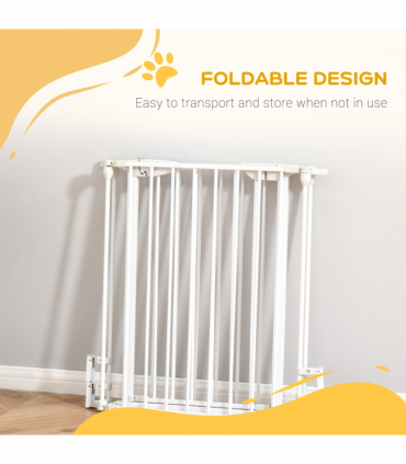 Pet Safety Gate 3-Panel Playpen Metal Fence W/ Walk Through Door White