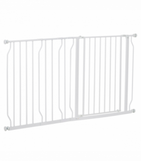 Pet Safety Gate Dog Barrier Dog Metal Pet Barrier, for Doorways - White