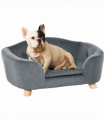 Pet Sofa Dog Couch, Short Plush, for Small Dog, 70 x 47 x 30 cm, Grey Pawhut