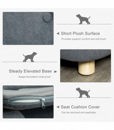 Pet Sofa Dog Couch, Short Plush, for Small Dog, 70 x 47 x 30 cm, Grey Pawhut