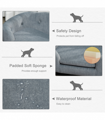 Pet Sofa Dog Couch, Short Plush, for Small Dog, 70 x 47 x 30 cm, Grey Pawhut