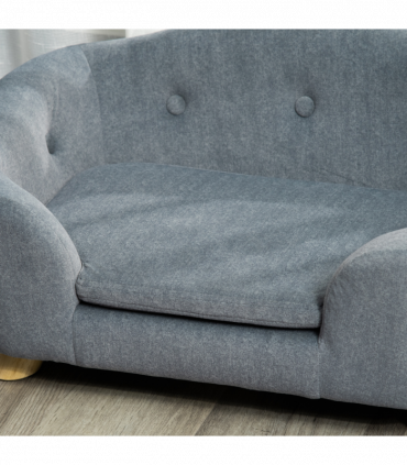 Pet Sofa Dog Couch, Short Plush, for Small Dog, 70 x 47 x 30 cm, Grey Pawhut
