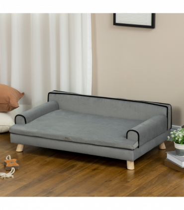 Pet Sofa for Large, Medium Dogs, with Wooden Legs Water-resistant Fabric, Grey