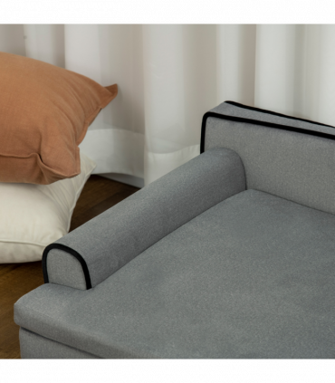 Pet Sofa for Large, Medium Dogs, with Wooden Legs Water-resistant Fabric, Grey