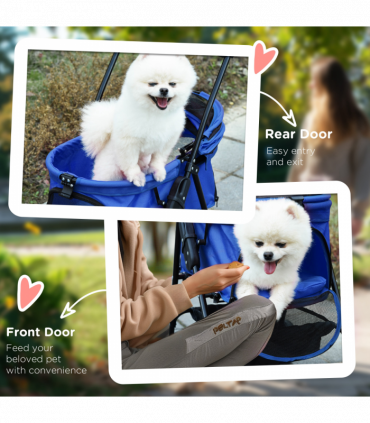 Pet Stroller  Foldable Travel Carriage with Brake Basket Adjustable Canopy