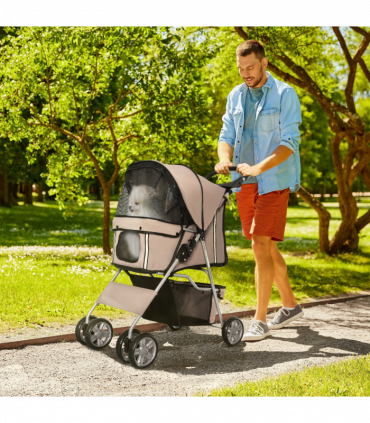 Pet Stroller Carrier Foldable Deluxe Jogger Travel Dog Cat 4 Wheels Pawhut