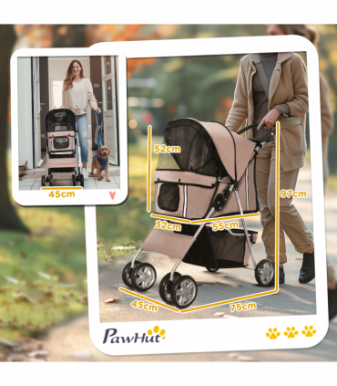 Pet Stroller Carrier Foldable Deluxe Jogger Travel Dog Cat 4 Wheels Pawhut
