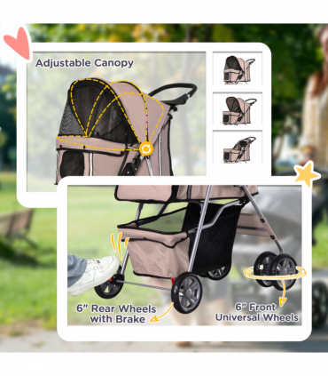 Pet Stroller Carrier Foldable Deluxe Jogger Travel Dog Cat 4 Wheels Pawhut