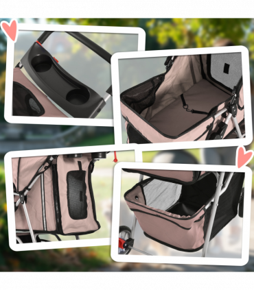 Pet Stroller Carrier Foldable Deluxe Jogger Travel Dog Cat 4 Wheels Pawhut