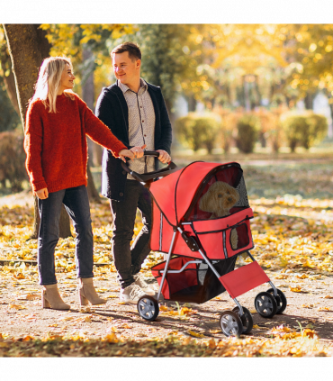 Pet Stroller Carrier Foldable Deluxe Jogger Travel Dog Cat 4 Wheels Pawhut