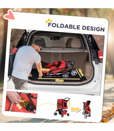 Pet Stroller Carrier Foldable Deluxe Jogger Travel Dog Cat 4 Wheels Pawhut