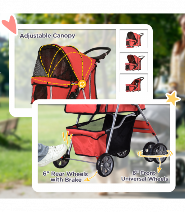 Pet Stroller Carrier Foldable Deluxe Jogger Travel Dog Cat 4 Wheels Pawhut
