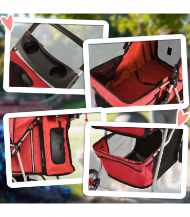 Pet Stroller Carrier Foldable Deluxe Jogger Travel Dog Cat 4 Wheels Pawhut