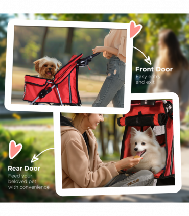 Pet Stroller Carrier Foldable Deluxe Jogger Travel Dog Cat 4 Wheels Pawhut